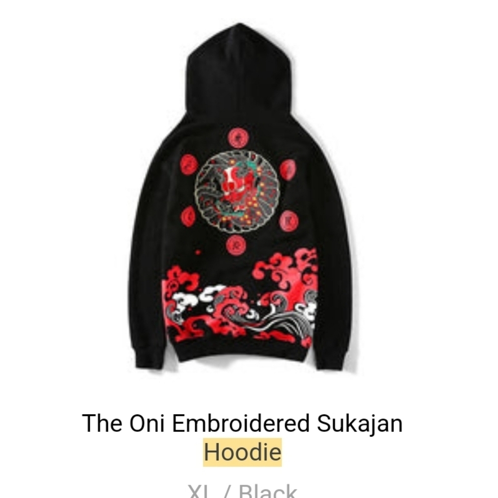 XL (Asian sizing) Oni Sukajan embroidered hoodie